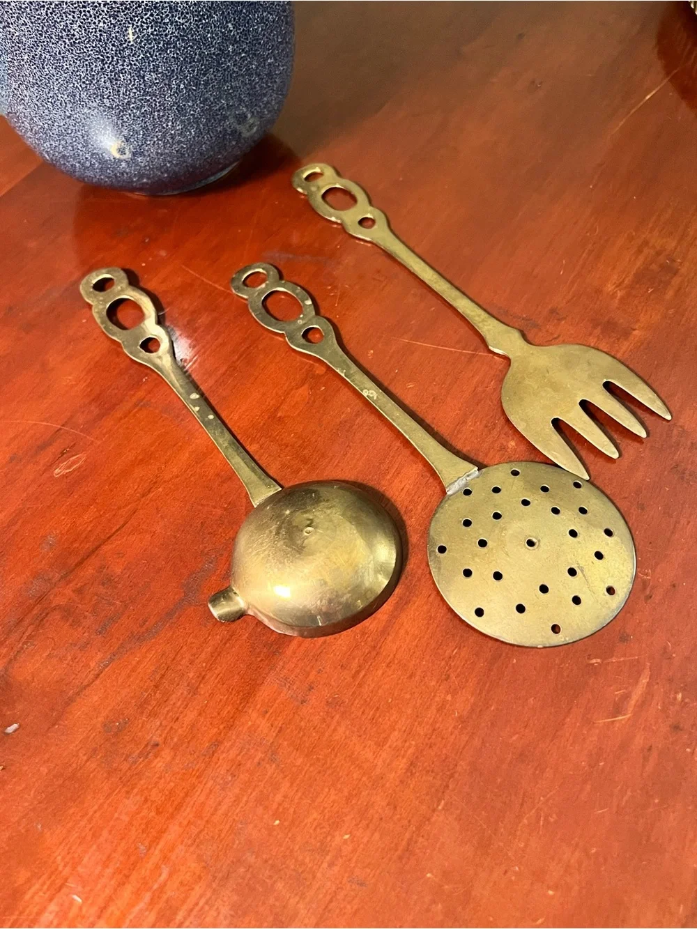 Vintage Brass Kitchen Serving Utensils - Set of 3